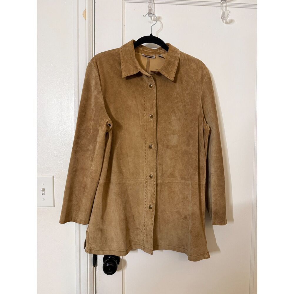Nordstrom Women's Medium Washable Suede Leather Shirt Jacket